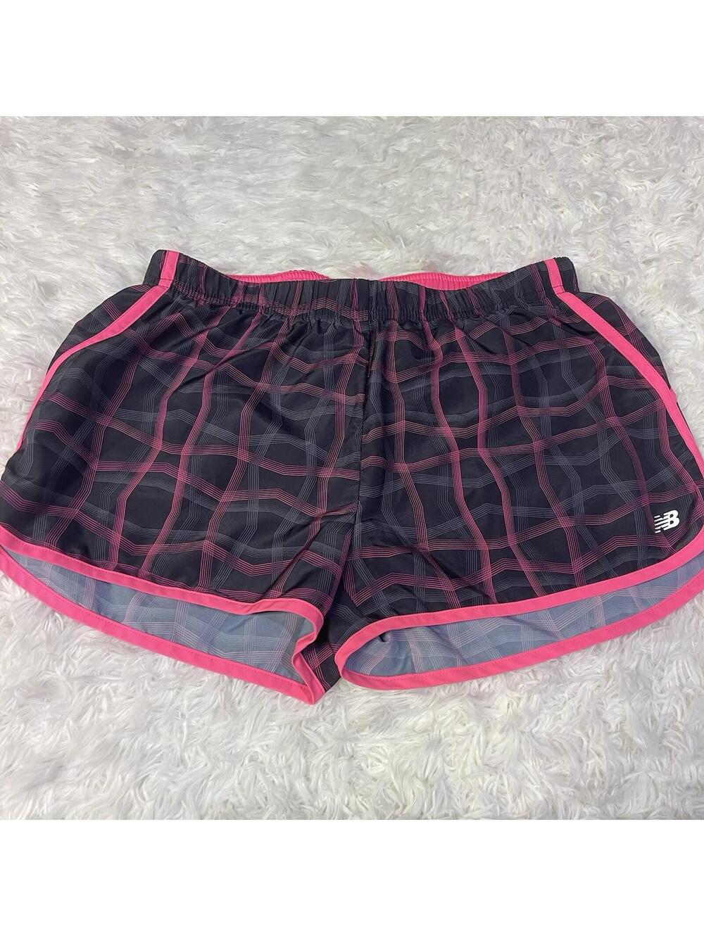 New Balance Womens Black Pink 2-in-1 Running Shorts Size M